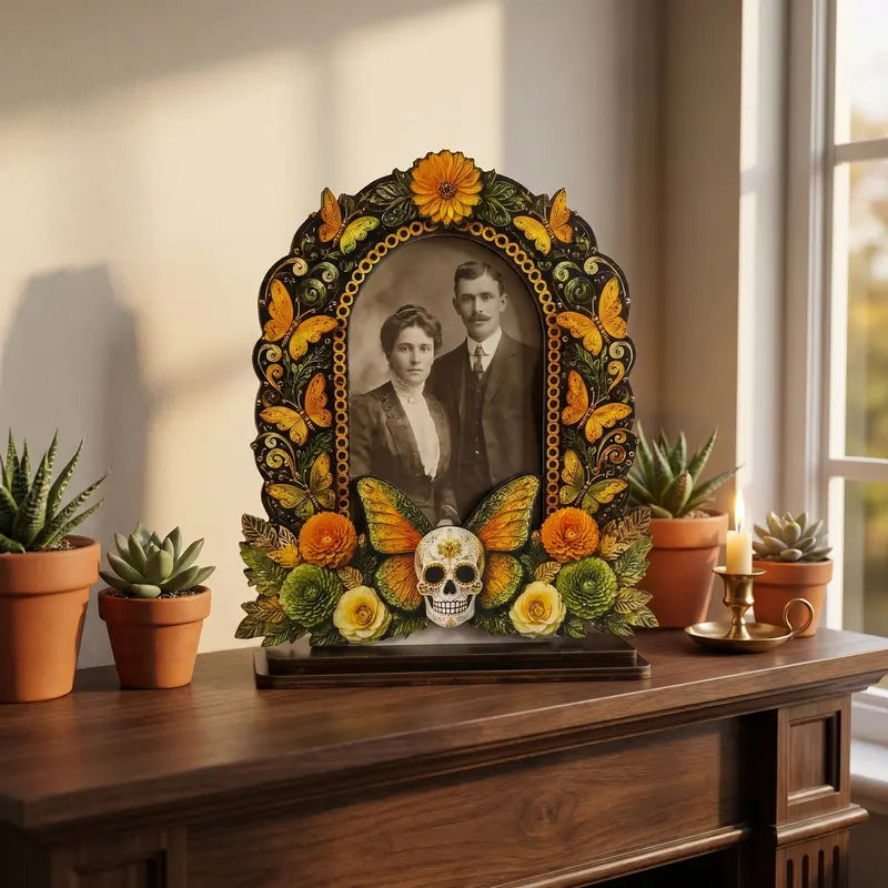 Day of the Dead Memorial Picture Frame – Colorful Wooden Remembrance Décor