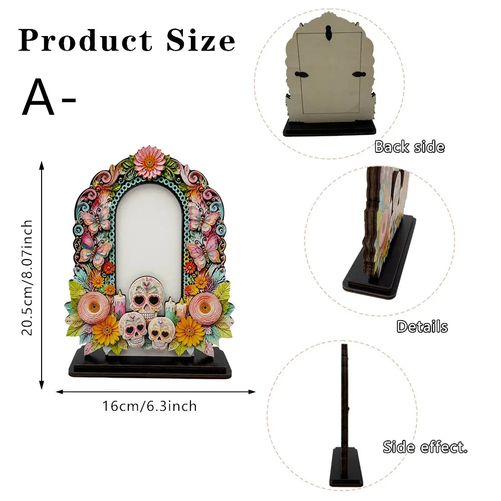 Day of the Dead Memorial Picture Frame – Colorful Wooden Remembrance Décor