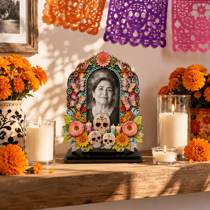 Day of the Dead Memorial Picture Frame – Colorful Wooden Remembrance Décor